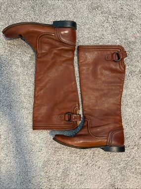 Frye Brown Leather Mid-Calf Combat Boots